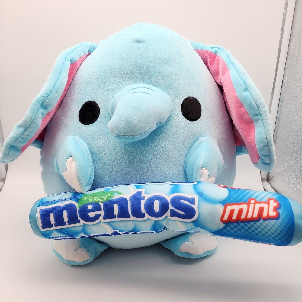 Mentos Mint Blue Elephant Jumbo Plush Stuffed Animal 16" Zuru Snackles Lottie